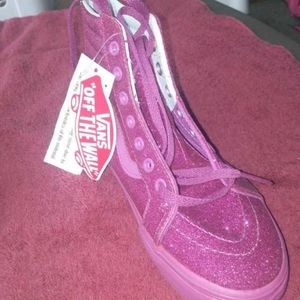 Size 2.5 kids pink sparkly glitter vans